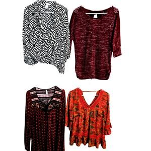 Women's Medium 8 10 Tops Shirts Blouses Wholesale Bulk Lot of 4 M